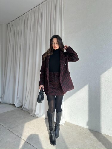 BLAİR Desenli Kaşe Takım 8388 - Bordo · 3