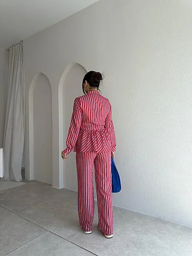 BLUMA Çizgili Takım 5697 - Kırmızı - 3