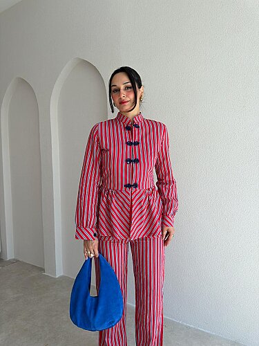 BLUMA Çizgili Takım 5697 - Kırmızı - 2