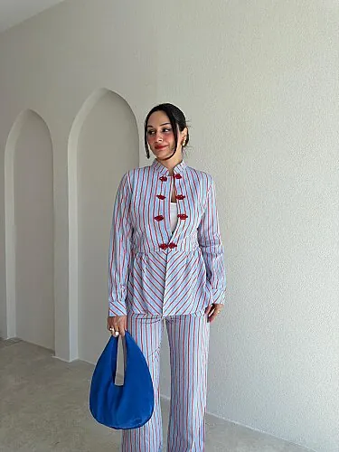 BLUMA Çizgili Takım 5697 - Mavi - 2