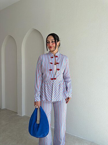 BLUMA Çizgili Takım 5697 - Mavi - 2
