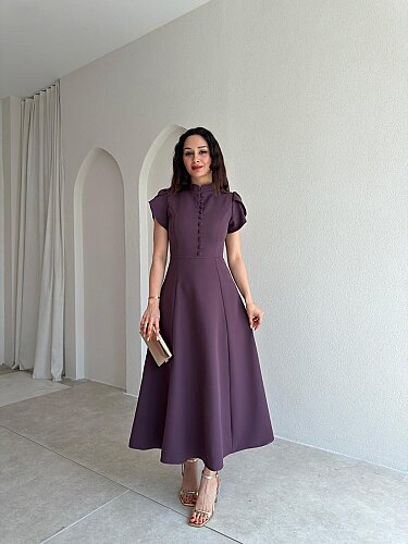 BOGOTA Midi Elbise 8947 - Mürdüm - 1