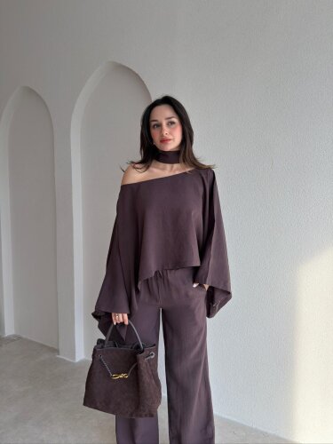 BOLİVA Şal Parçalı Takım 8951 Acı Kahve
