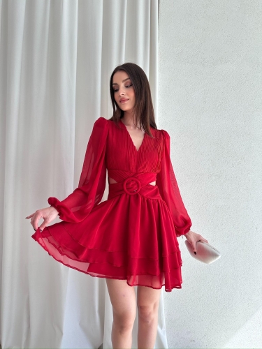 BRENDA Mini Elbise 3733 - Kırmızı 