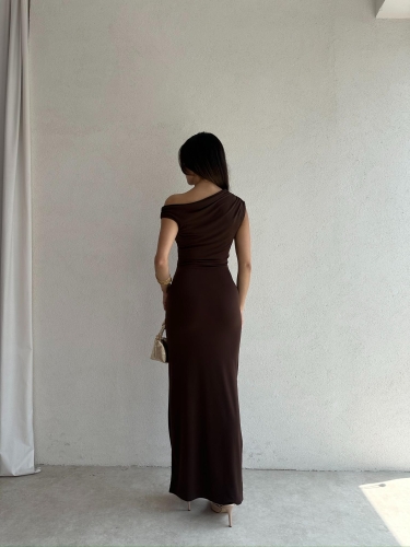 BRİTNEY Maxi Elbise 7218 - Acı Kahve - 3