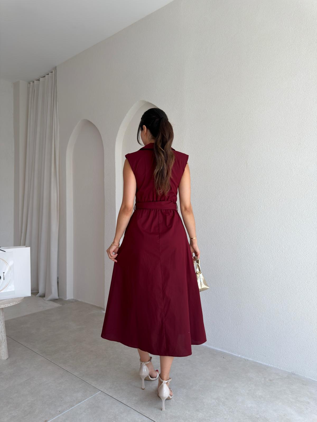 CARPET Düğmeli Midi Elbise 4023 - Bordo MİDİ ELBİSELER Mooi ...