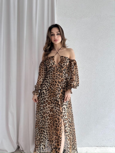 CATRİNA Maxi Elbise 6395 - Leopar - 1