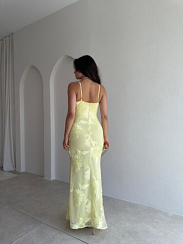 CHARM Maxi Elbise 3056 - Sarı - 3