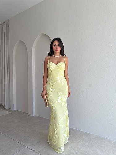 CHARM Maxi Elbise 3056 - Sarı 