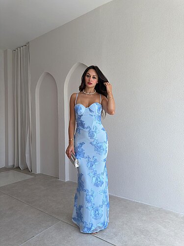 CHARM Maxi Elbise 3056 - Mavi - 1