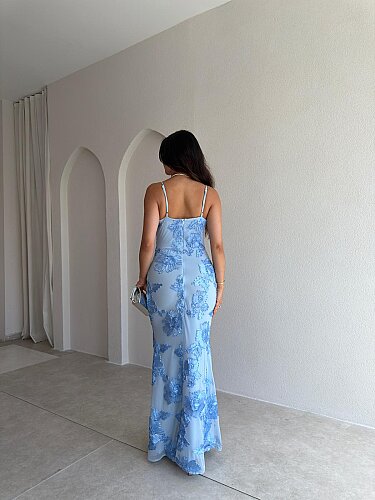 CHARM Maxi Elbise 3056 - Mavi - 3