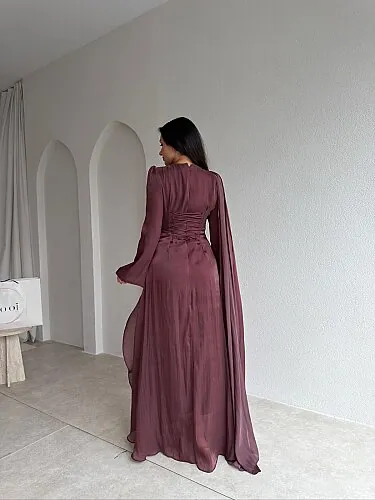 CHERRY Maxi Elbise 4304 - Acı Kahve - 3
