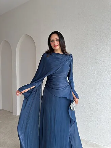  CHERRY Maxi Elbise 4304 - Lacivert - 2