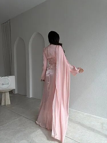 CHERRY Maxi Elbise 4304 - Pudra - 3