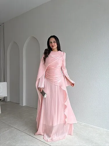 CHERRY Maxi Elbise 4304 - Pudra - 1