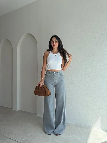 CHROM Wide Leg Jean 4139 - Gri - Mooi Butik
