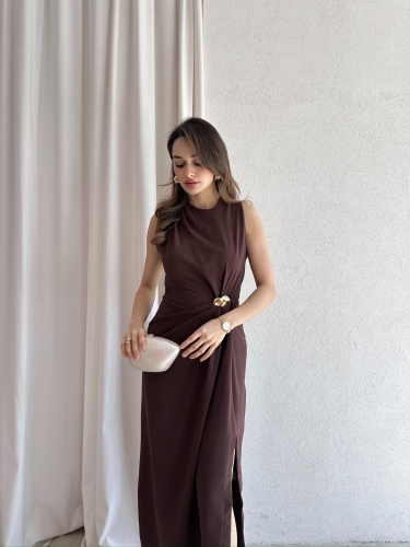 CLESİ Midi Elbise 4567 - Acı Kahve 
