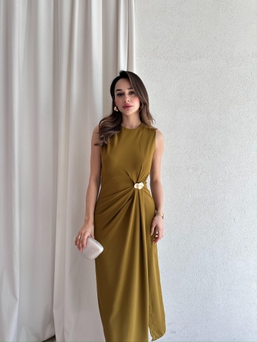 CLESİ Midi Elbise 4567 - Yağ Yeşili - 1