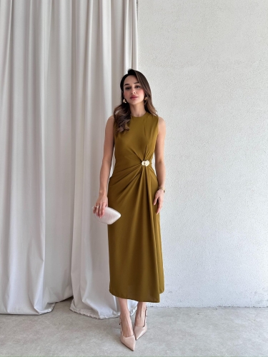 CLESİ Midi Elbise 4567 - Yağ Yeşili - 2