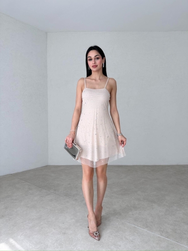 DAWN Mini Elbise 2070 - Krem - 2