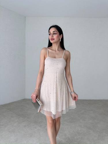DAWN Mini Elbise 2070 - Krem