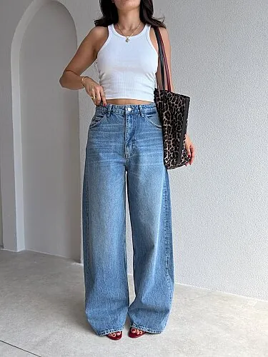 DİON Wide Leg Jean 4098 - Mavi - Mooi Butik (1)