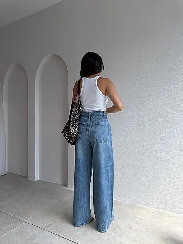 DİON Wide Leg Jean 4098 - Mavi - 3