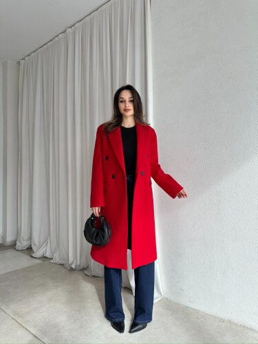 DOLCE Kaşe Kaban 8749 - Kırmızı - 5