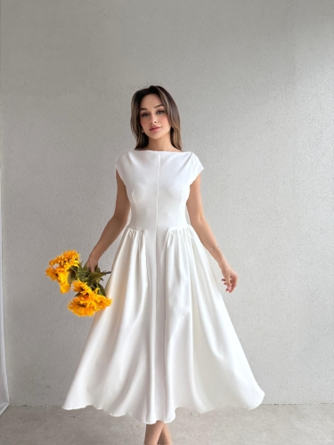 ELLİOT Midi Elbise 7488 - Beyaz - 3