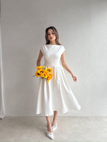 ELLİOT Midi Elbise 7488 - Beyaz - 4