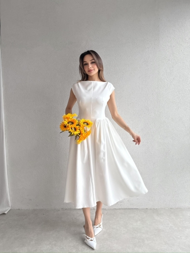 ELLİOT Midi Elbise 7488 - Beyaz - 6
