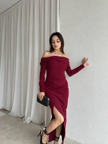 EMİLİA Maxi Elbise 4210 - Bordo - 1