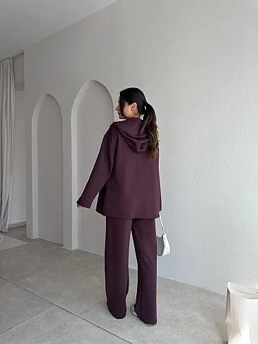 ENZO Fermuarlı Takım 4180 - Mürdüm - 3