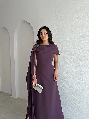 ERNEST Kol Detaylı Midi Elbise 4105 - Mürdüm - 2