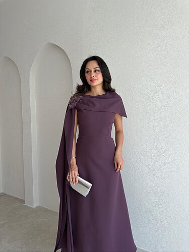 ERNEST Kol Detaylı Midi Elbise 4105 - Mürdüm - 2