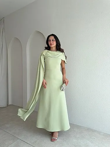 ERNEST Kol Detaylı Midi Elbise 4105 - Yeşil - Mooi Butik