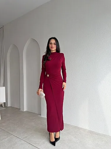 ESTRELLA Midi Elbise 4356 - Bordo - 1