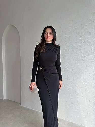 ESTRELLA Midi Elbise 4356 - Siyah - 2
