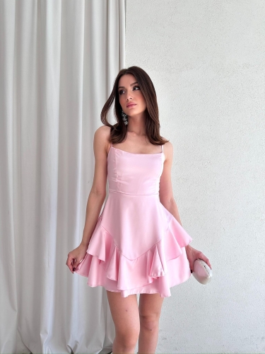 Portland saten Elbise 4791 - Pembe - 3