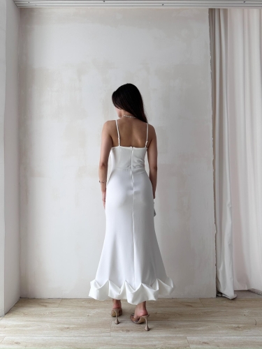 Midi JUPE Elbise 3179 - Beyaz - 3