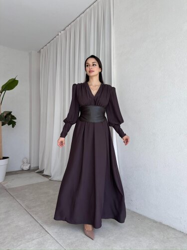 EVARA Elbise 8519 - Acı Kahve - Mooi