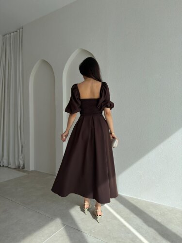 FABİAN Midi Elbise 4459 - Acı Kahve - 3