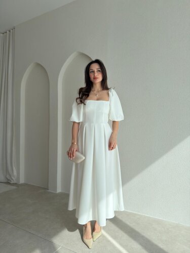 FABİAN Midi Elbise 4459 - Beyaz - 1