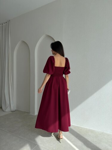 FABİAN Midi Elbise 4459 - Bordo - 3