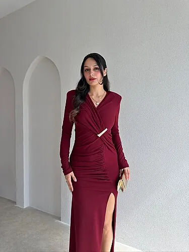 FARLEY Midi Elbise 3092 - Bordo - 2