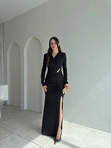 FARLEY Midi Elbise 3092 - Siyah - Mooi Butik