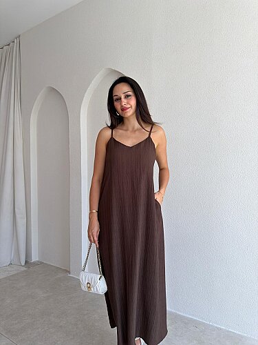 FAYRE Midi Elbise 3758 - Acı Kahve - 2