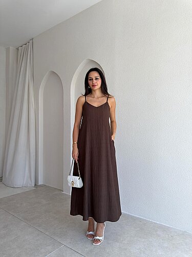 FAYRE Midi Elbise 3758 - Acı Kahve - 1