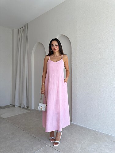  FAYRE Midi Elbise 3758 - Pembe - 2