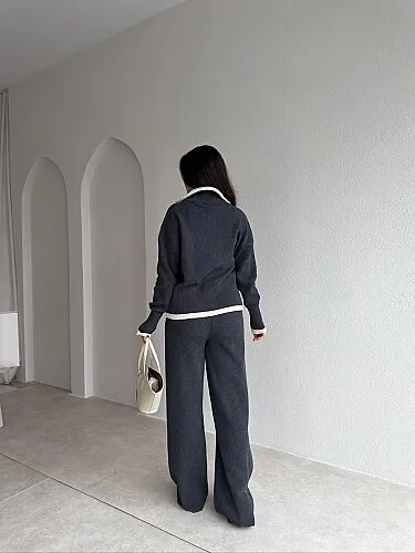FELİZ Triko Takım 4372 - Füme - 3